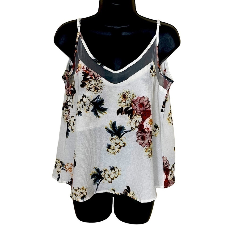 Euc Amaryllis tank, floral/white, size small.